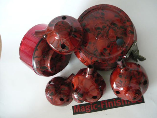 Simson Rücklicht Lampenhülle Blinker im Set in Rot Totenkopfoptik