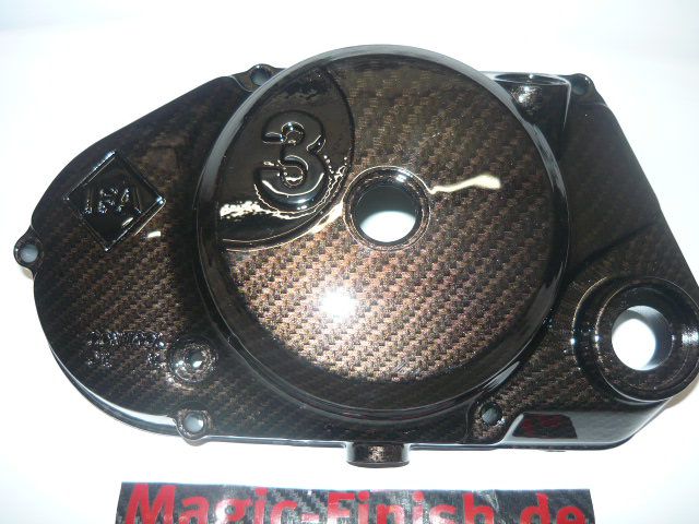 Simson Motorendeckel und Kupplungsdeckel in Gold Carbonoptik