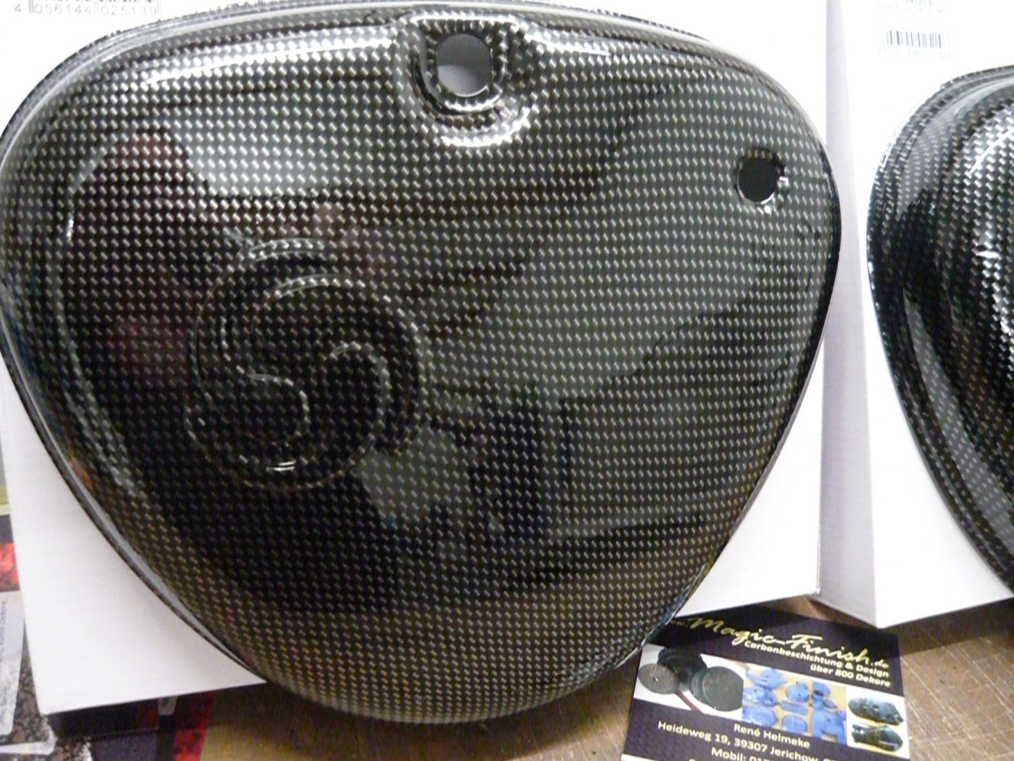 Simson Seitendeckel in Carbonoptik silber längs
