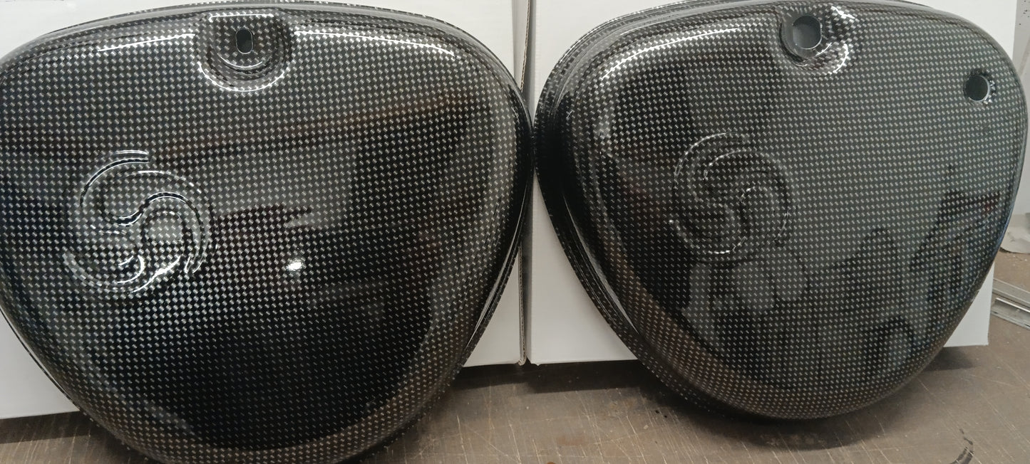 Simson Seitendeckel in Carbonoptik silber längs