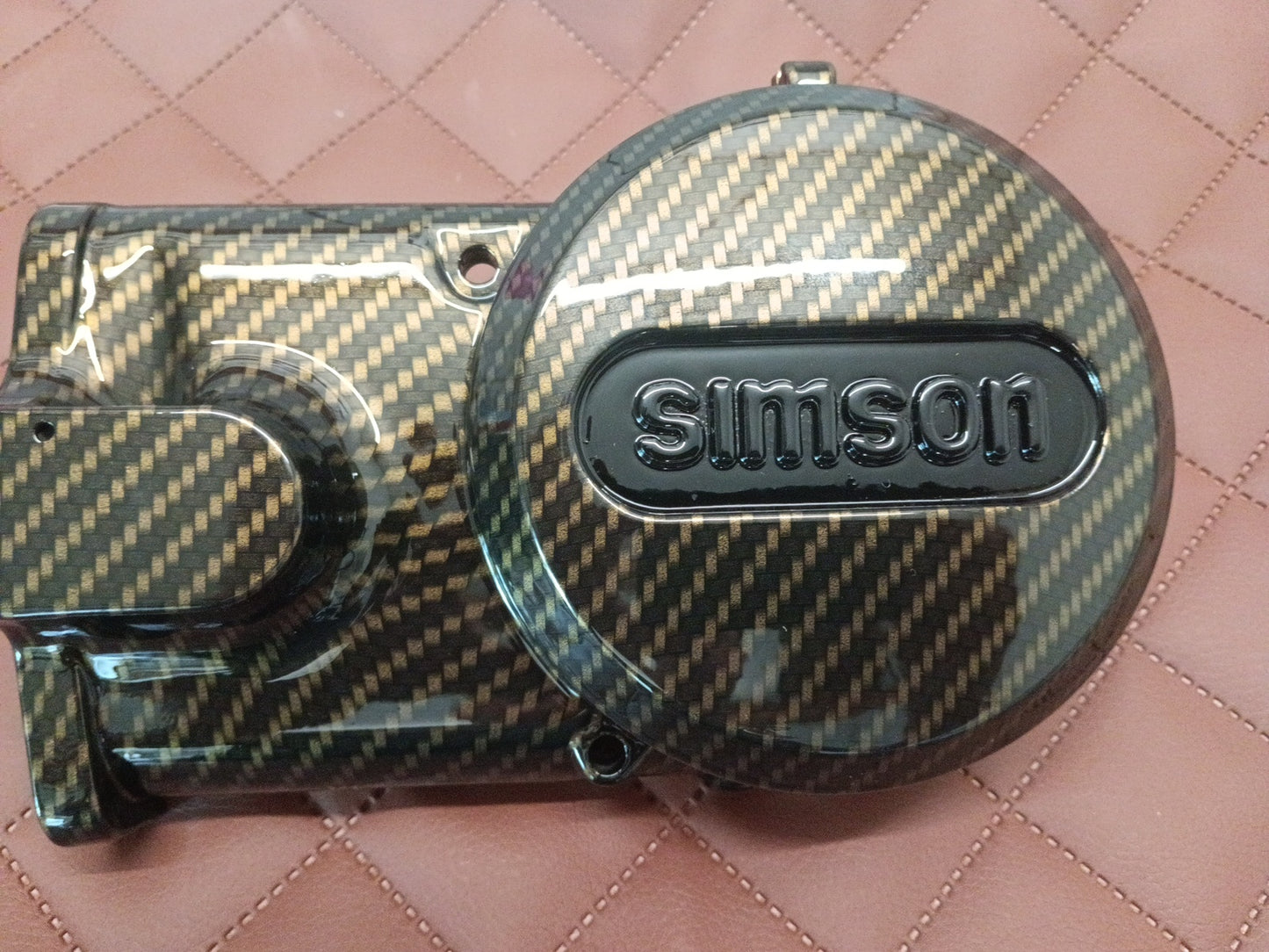 Simson Motorendeckel Kupplungsdeckel in Yellow-Candy Carbonoptik